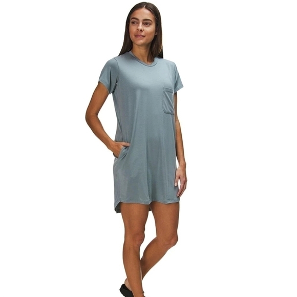 Backcountry Sky Blue Jersey Knit T-shirt Dress with Pockets Medium - Picture 1 of 11